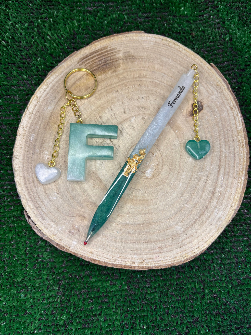 Conjunto caneta e porta-chaves